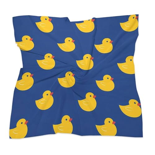 Yellow Rubber Ducks Pattern Fashion Head Scarf for Women Silk Like Bandana Kerchief Satin Square Scarves Gifts3