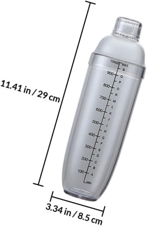 SHOWERORO Plastic Cocktail Shaker Set 5pcs with Black Measurement Scale, 350ml-1000ml Capacity, Bar Drink Mixer with Lid for Bartenders and Milk Tea Shops