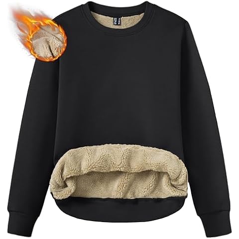 TACVASEN Women's Crewneck Sweatshirts Fleece Lined Sherpa Pullover Winter Shirts Warm Sweaters Black, M Cover