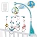 fllyingu Baby Presepe Giostrina con proiettore e luci, giocattoli da appendere sonagli rotanti e carillon telecomandato per neonati