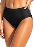 Tempt Me Women Mid Rise Bikini Bottoms - Black Full Coverage Bathing Suit Bottoms Mid...