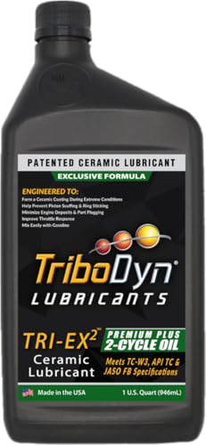 TriboDyn TRI-EX2 TC-W3 2-Cycle Oil with Friction Reducing Ceramic Coating for Pre-Mix and Direct Injection 2-Stroke Engines - 1 Quart