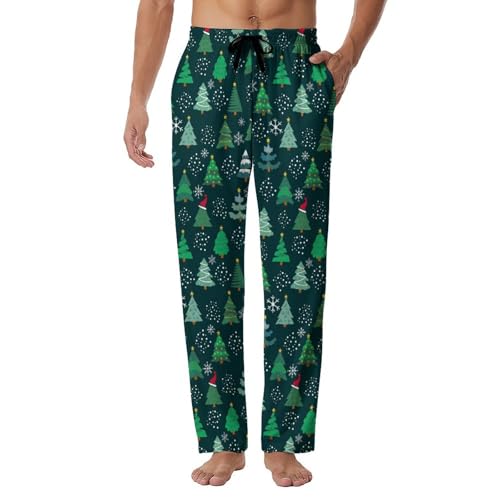 Yuituiyy Christmas Pajama Pants Mens Lounge Pants Christmas Tree PJ Pajama Bottoms with Drawstring Pockets Sleepwear Gifts