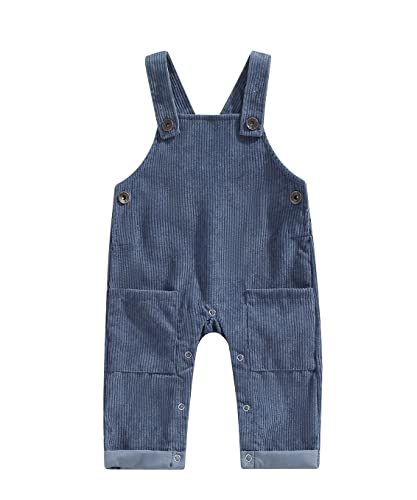 ZAXARRA Toddler Baby Girl Boy Overalls Plaid Baby Jumpsuit Romper Overalls Suspender Long Pants (Blue, 4-5 Years)