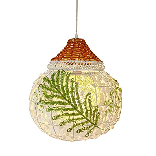 Lustre en rotin et laine créative luminaire suspendu d'art