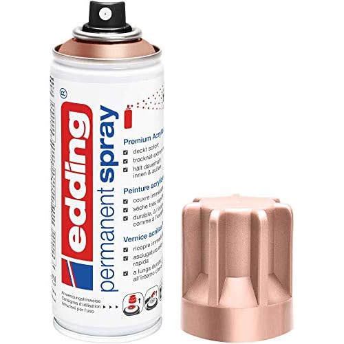 edding 5200 Permanent-Spray - rosé-gold matt - 200 ml - Acryllack zum Lackieren und Dekorieren von Glas, Metall, Holz, Keramik, lackierb. Kunststoff, Leinwand, u. v. m. - Sprühfarbe