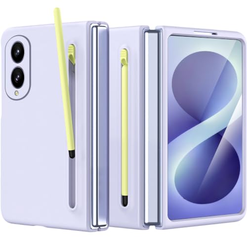 NINKI Stylus Pen for Samsung Galaxy Fold 8 Case with Screen Protector,Stylus Pen Holder Military Grade Rugged Dustproof Pen Storage Slim Matte Case for Galaxy Fold 8 Light Purple