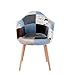 sweethome Ensemble de 2 Fauteuils Patchwork Multicolores Lin Tissu Loisirs Salon Chaises de Coin Chaises de Réception avec Dossier Coussin Doux