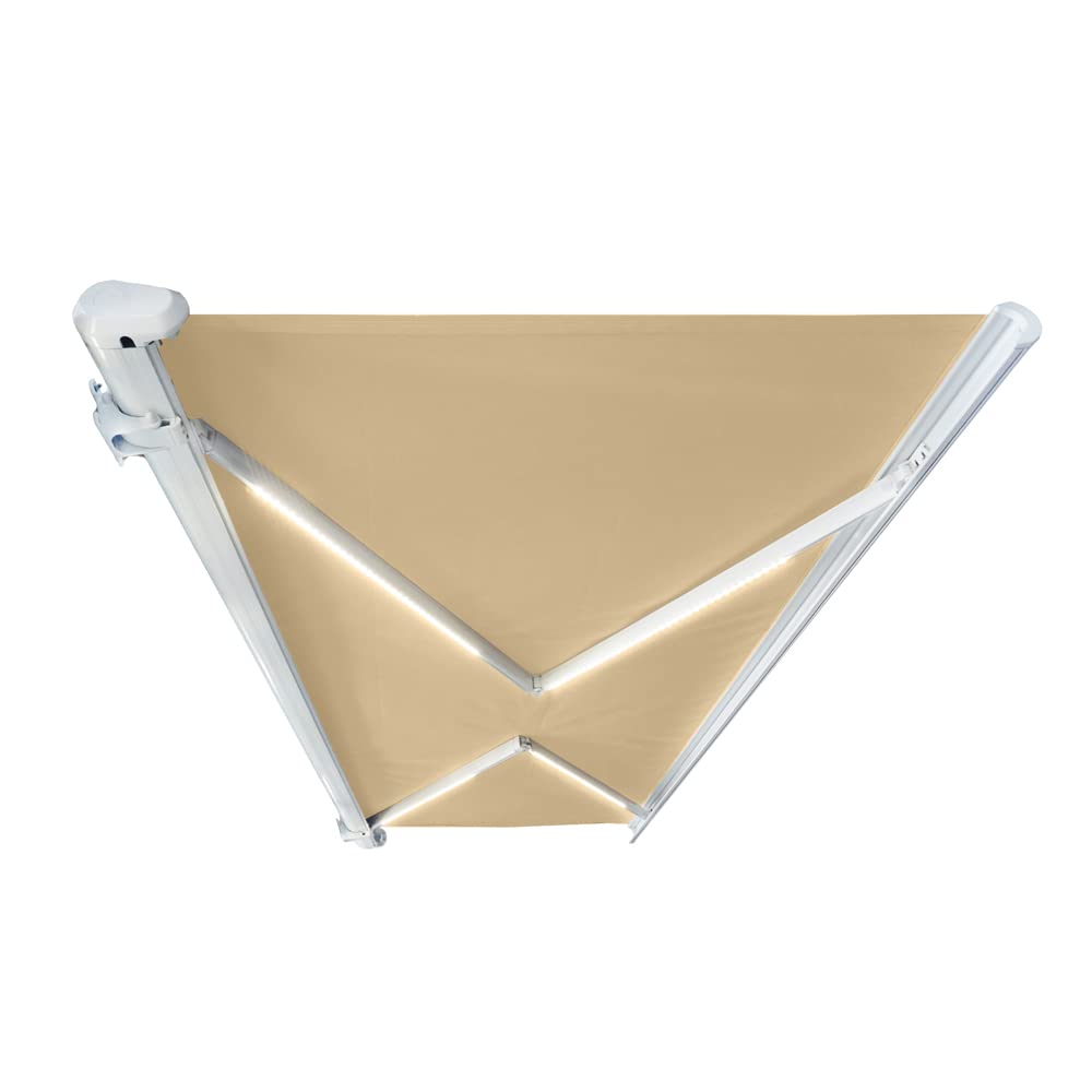Home Deluxe - Toldo LED cofre completo ELOS - color arena, 350 x 250 cm - incl. sensor de viento y sol, mando a distancia, manivela, material de montaje I Cubierta de patio Protección solar Protección
