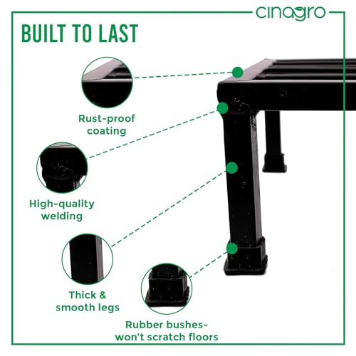 Image of CINAGRO Anti Rust Square Metal Plant Stand (Black, Pack of 1) - 9.84 inches, Strong Durable Plant Stands for Outdoor Balcony, Indoor Living Room, Gamla Planters for Home Decor