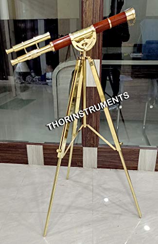 Brass Nautical Double Barrel Telescope Decorative Floor Standing Tripod For Gift Rustic Vintage Home Decor Gifts #TOP2