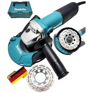 MAKITA MakPac Betonslijpmachine, 1100 W, inclusief afzuigkap en 2 x premium diamantslijpmachine