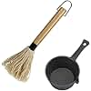 HyzaPhix Cast Iron Sauce Pot and BBQ Mop Brush Set for Grilling, BBQ Basting Set with Saucepan and Brush Barbecue Accessories Meat Smoker Accessories