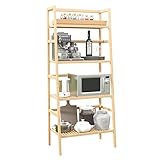 DRAGANKIRINE Bamboo Bookshelf - Narrow Ladder Shelf with Adjustable Height for Plants and Books - Ideal for Bathroom, Living Room, Bedroom and Kitchen