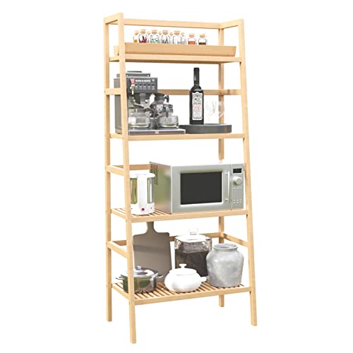 DRAGANKIRINE Bamboo Bookshelf - Narrow Ladder Shelf with Adjustable Height for Plants and Books - Ideal for Bathroom, Living Room, Bedroom and Kitchen