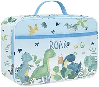 Clastyle Insulated Lunch Bag for Kids | Large Portable Lunch Cooler Bag for Boys Girls, Travel, Back to School, Lightweight Lunch Box Easy to Clean | Cute Green Dinosaur