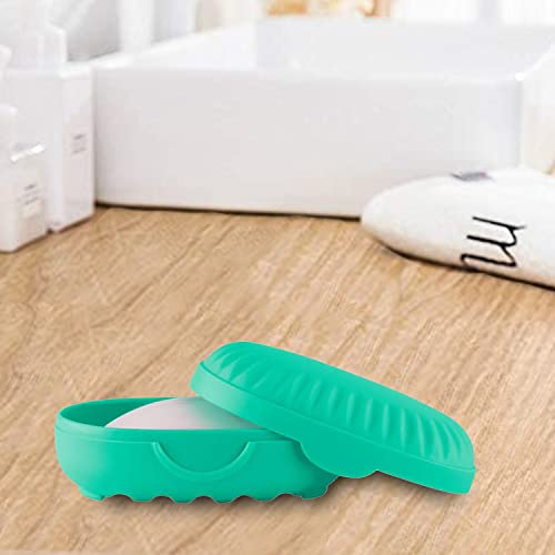 Image of Heart Home Soap Holder for Bathroom | Portable Plastic Self Draining Soap Holder | Leakproof Soap Box for Bathroom, Outdoor Camping, Traveling | Mint Green