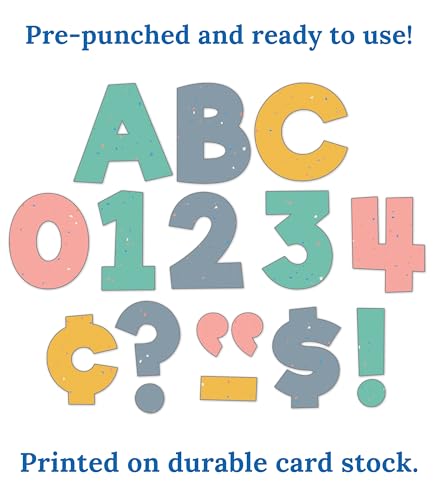 Image of Carson Dellosa We Belong 219 Piece 4 Inch Speckled Bulletin Board Letters for Classroom, Alphabet Letters, Numbers, Punctuation & Symbols, Cut Out Letters for Bulletin Boards