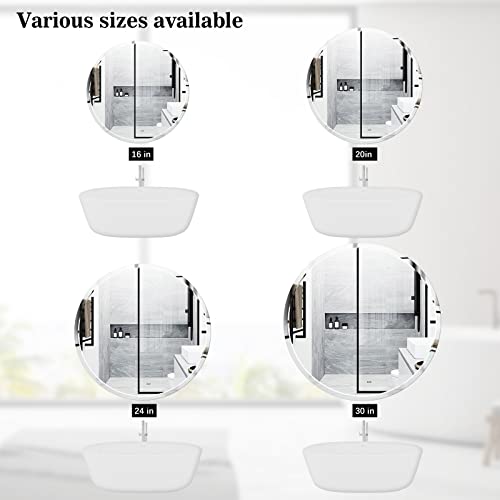 Pandeels Frameless Round Mirror - 20 Inch Circle Mirror - 1" Beveled Polished Edge - Hanging Wall Mounted Decorative For Bathroom, Living Room, Bedroom, Entryway #TOP3