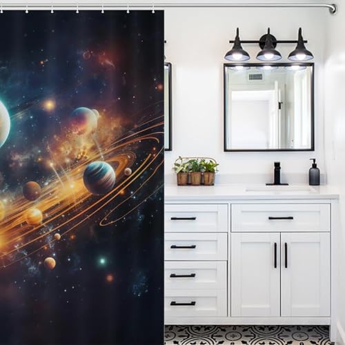 Rideau de douche ciel étoilé en polyester imperméable 168x183cm - 5