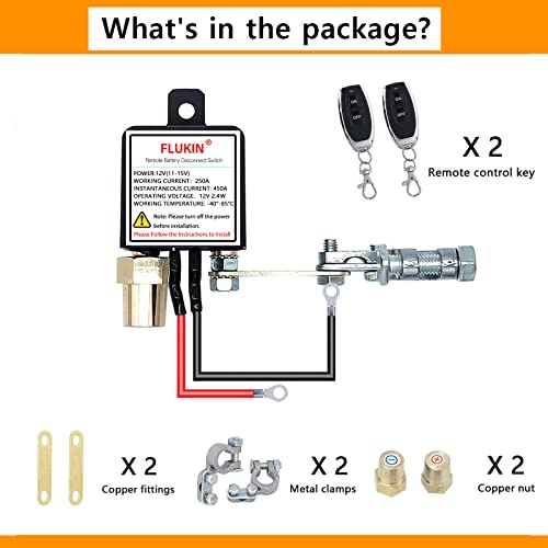 Remote Battery Disconnect Switch, Upgraded Kill Switch For Car, Dc12V 250A Dual Remote Control, Prevent Battery Drain, Anti -Theft, With 2 Keys #TOP1