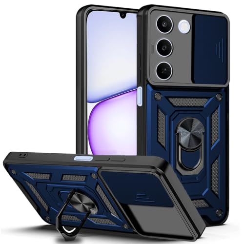 Image of AESTMO Tough Armor Realme C83 5G / Realme P4 Lite 5G Bumper Back Case Cover | Ring Holder & Sliding Camera Shield Cover | 360 Degree Protection Back Case Cover (Blue)