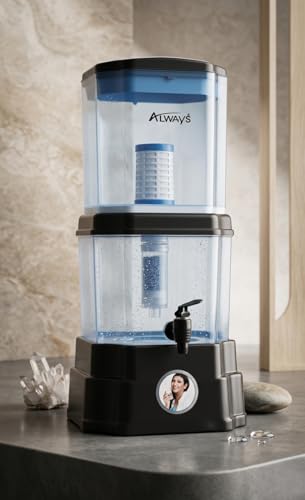 Image of Gravity Water Purifier - UF Technology Non-Electric Water Filter | Chemical-Free Purification | 10L Storage (5L Top + 5L Bottom) for Home & Office (Black)