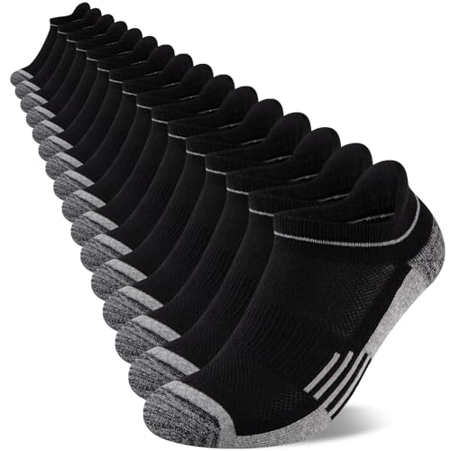 COOVAN Mens Cotton Ankle Athletic Socks 8 Pack Cushiond Breathable Low Cut Anti-Blister Tab Sport Sock 8 Pairs