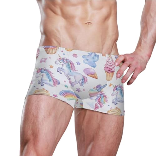 Cute Unicorn Ice Cream Mens Swim Trunks Swimwear Bathing Suit Swim Brief Square Leg Board Short S-3XL 202b89793