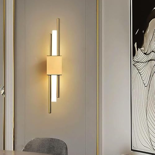 Image of Groeien 18w Modern LED Long Wall Sconce Round Shape Gold Auric Beam Acylic Wall Light for Bedroom Living Room Corridor Lighting Fixtures Wall Mount(Auric Beam)
