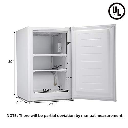Joy Pebble Free Standing Upright Freezer with Removable Shelf, Adjustable Thermostat, Compact Reversible Single Door Vertical Freezers for Home/Hotel/Apartment/Office (3.0 cu.ft, White) - Thumbnail 2