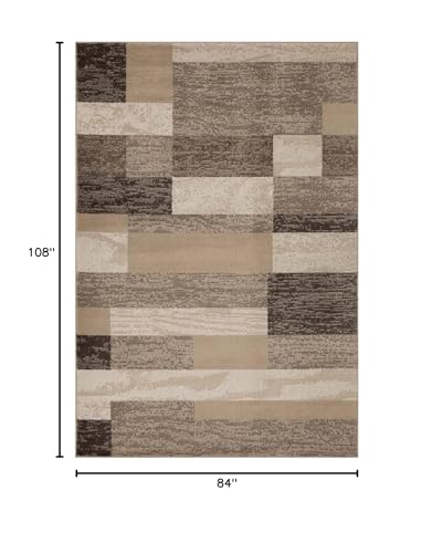 Tapete decorativo interior beige 7x9 pies moderno miniatura 2
