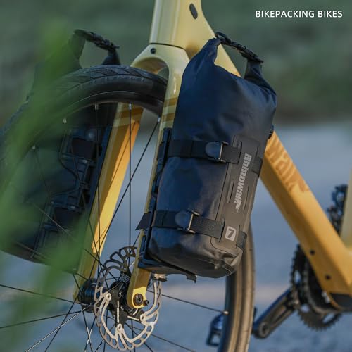 Rhinowalk Fahrrad Vordergabeltasche, wasserdichte Fahrrad Gepäckträgertasche, 7L Fahrradtasche, Gabeltasche, für E-Scooter, Mountainbike, Rennrad, Zubehör-Schwarz