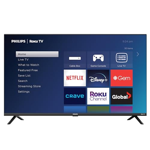 Philips Roku TV 40 pouces FHD 1080p LED-LCD Smart TV (40PFL6543/F6), compatible Alexa