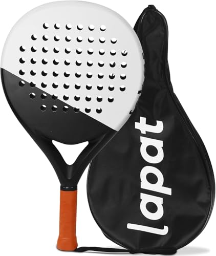 LAPAT Padel Racket with Cover Bag - Carbon Surface with EVA Memory Foam- Paddle Tennis Racquets Lightweight (White) POP Tennis