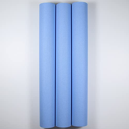 Image of KCS 3 pc of 15 inch x 18 inch Counted Cross Stitch Cotton Aida Cloth Needlework Rolled Fabric Box,14CT,Light Blue