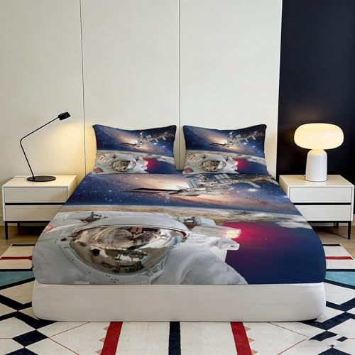 Drap housse astronaute 120x200 imprimé 3D haute finition - 4