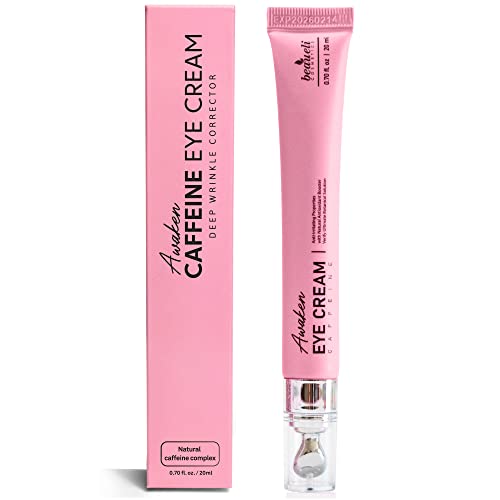 beaueli Caffeine Eye Cream, Korean Eye Cream, Caffeine Under Eye Cream for Dark Circles and Puffiness, Eye Cream for Wrinkles, Hyaluronic Acid and Niacinamide Anti Aging Eye Cream 20ml