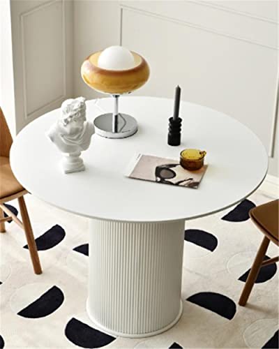 Niuyao Modern White Round Marble Dining Table, 35.5" W Circular Tabletop With 1 Sturdy Pedestal For Dining Room Kitchen Leisure Coffee Table #TOP3