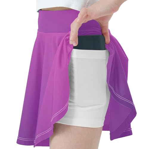 Gradient Purple Teen Girls Lightweight Breathable Cheer Skirts for Everyday Wear Age 3-43