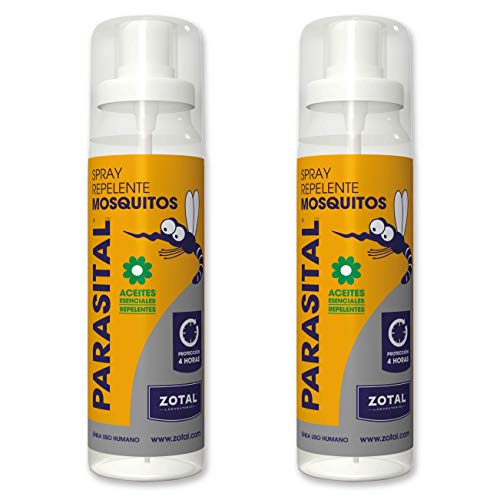 Parasital Spray Repelente de Mosquitos, Pack 2-Total 200ml Repelente Mosquitos Fuerte Protección y Olor Agradable para Niños y Adultos | Anti Mosquitos Exterior y Repelente Insectos Eficaz