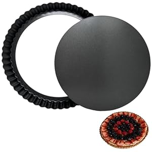 Teglia per quiche da 20,3 cm, antiaderente, profonda, con fondo rimovibile, per torte, quiche, flan, tortiera rotonda scanalata