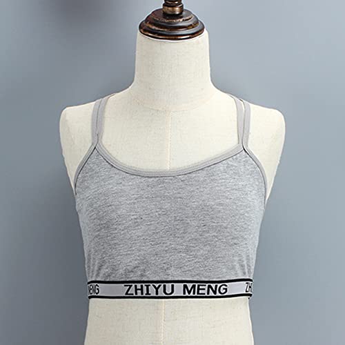 Girls' Training Sports Bra, Crisscross Back Padded Strappy Bra with Removable Cups Cotton Seamless Bralette 4-Pack, Pattern 22