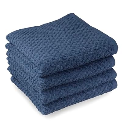 DoubleDry Popcorn Handtücher Set– 4er Set 50x100 cm Baumwolle – 420 g/m² – Weich & Saugstark – Badetuch badehandtücher - Oeko-Tex Made in Green Zertifiziert (Blau) – Bild 6