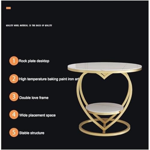 Image of Coffee Table for Living Room,Modern Corner Sofa Side Bedside Tables Snack End Table for Bedroom,White Table Top with Gold Metal Frame (Full Black)