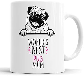 Pug World's Best Mum Mug Dog Mum Pug Mum Cup Friend Funny Gift for Birthday Christmas, Pug Mug