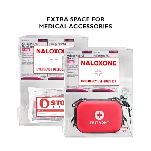 Image of Naloxone Emergency Overdose Kit Wall Mount Cabinet | Holds 3-6 Naloxone Boxes & Bleeding Control Kit or First Aid Kit | Designed for Public Spaces