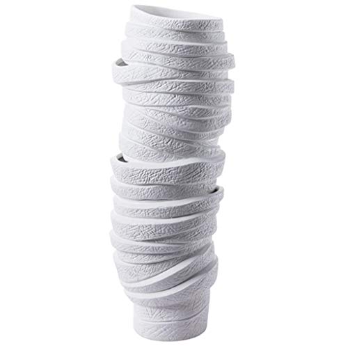 Vase en céramique blanc au design géométrique et épuré pour intérieur chic