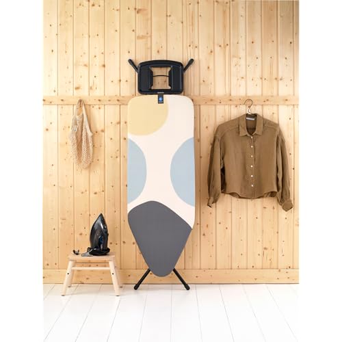 Image of Brabantia XL Comfort Ironing Board with Solid Steam Iron Rest | Large (Size C) | Fairtrade Bubbles Cover | Adjustable Height (27-38 inch), Easy Fold, Anti-Collapse Lock, Non-Slip Feet