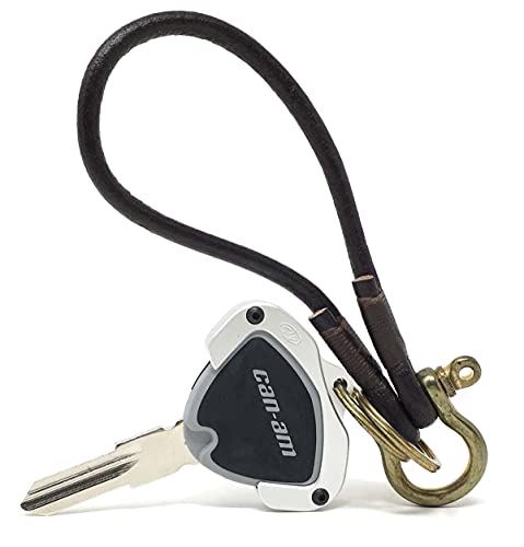 Image of Key Holder for CAN AM Spyder F3 RT RT-S ST RSi Accessory Key Hole Cover Silver with Dark Leather Strap Ver3.0
